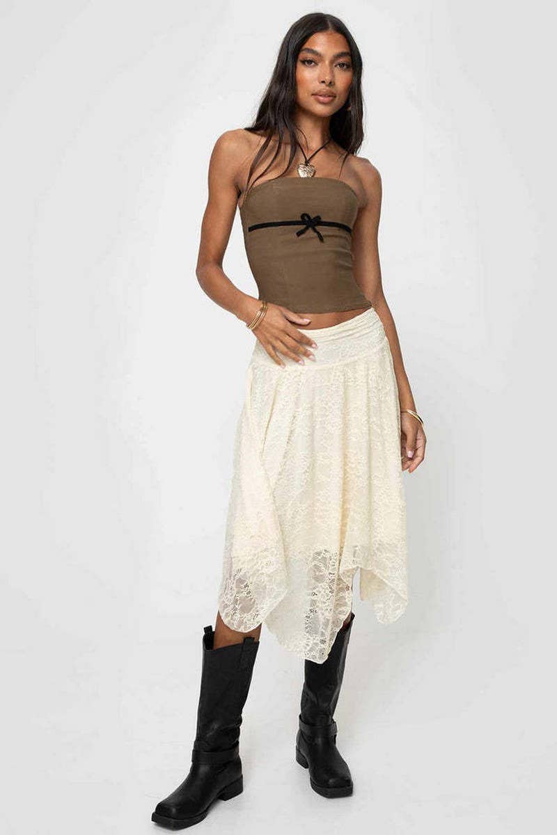 CWBMS0458_SOLID LACE ASYMMETRICAL HEM MIDI SKIRT