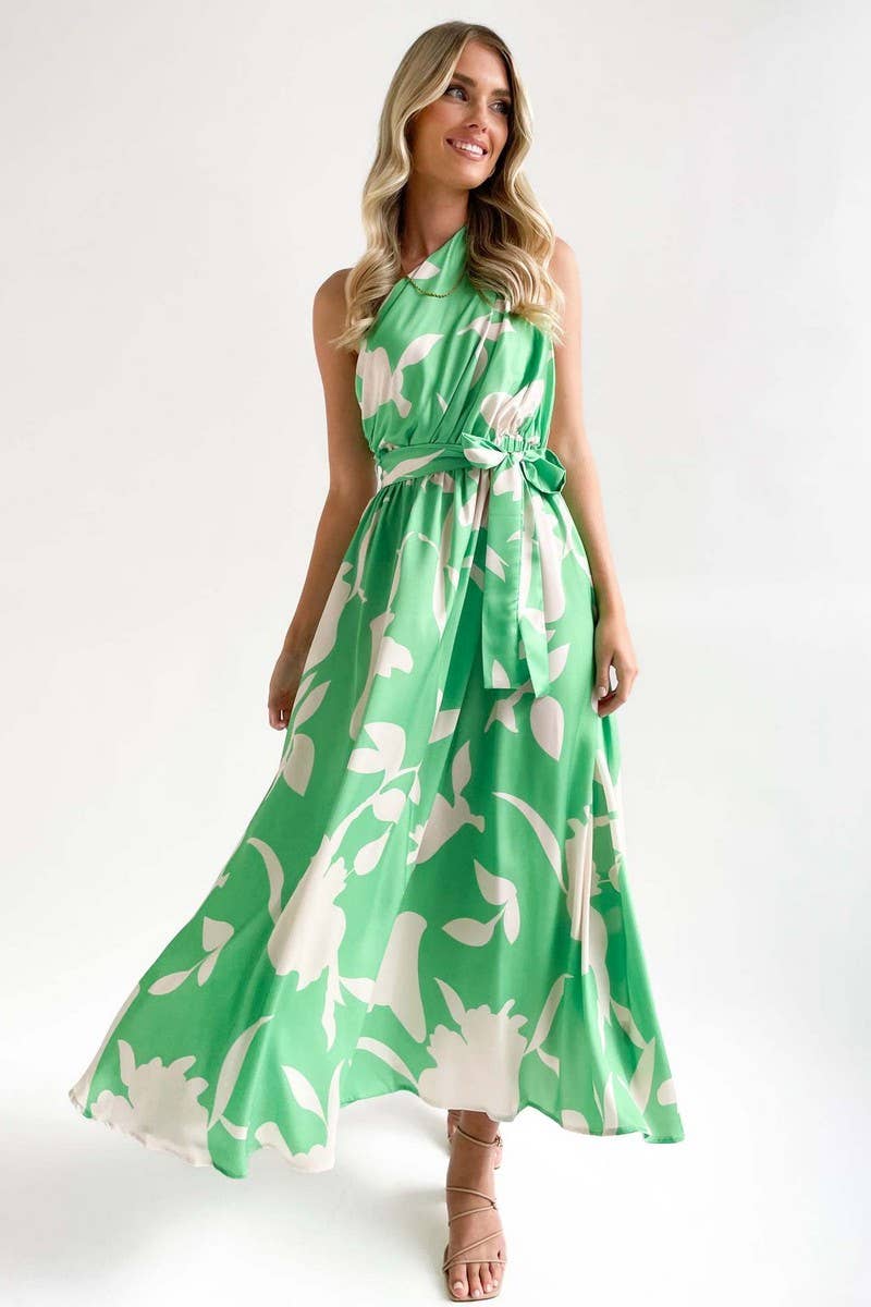 CWDMD1611_SLANT SHOULDER SLEEVELESS SEXY PRINT MAXI DRESS