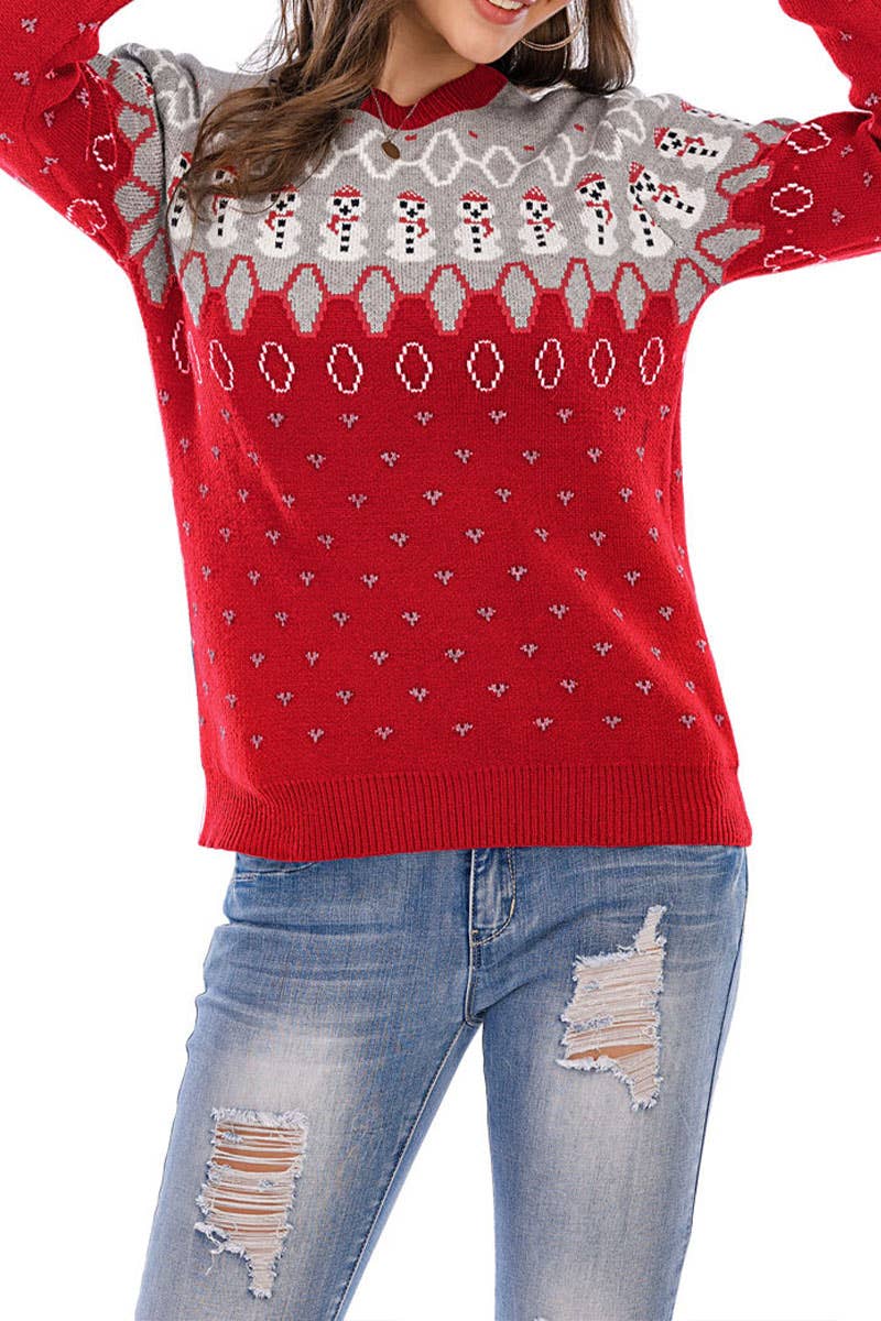 Classic Christmas Snow Man pullover crew-neck base