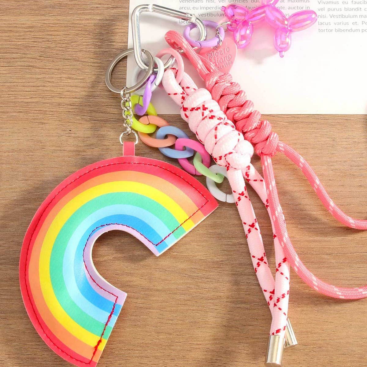 Leather Rainbow Pendant ? Bold Bag & Key Charm