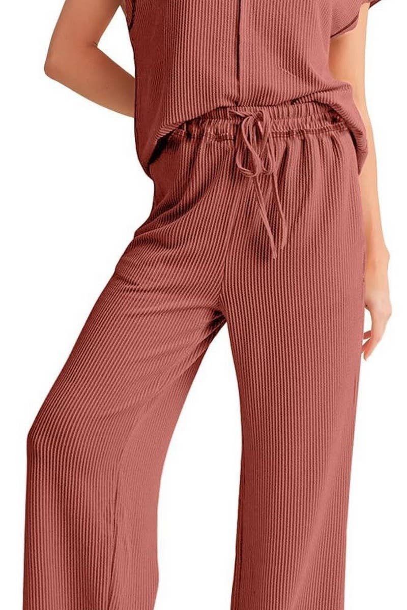 CWSS1081_SOLID COLOR COMMUTER SHORT-SLEEVED TROUSERS SUIT