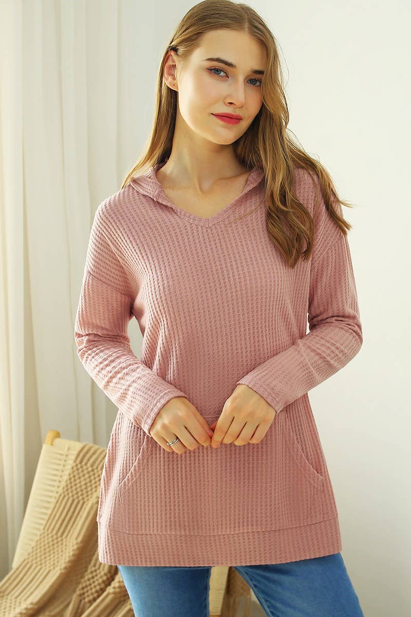 CWTTL1428-P_V NECK HOODIE AND POCKET PULLOVER SWEATER KNIT