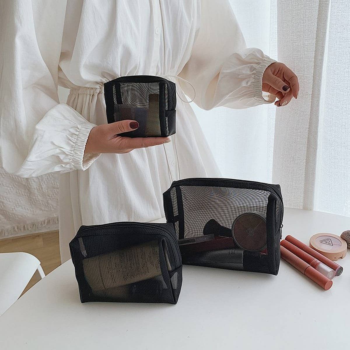 PORTABLE MESH COSMETIC BAG THREE-PIECE SET_CWAB4482