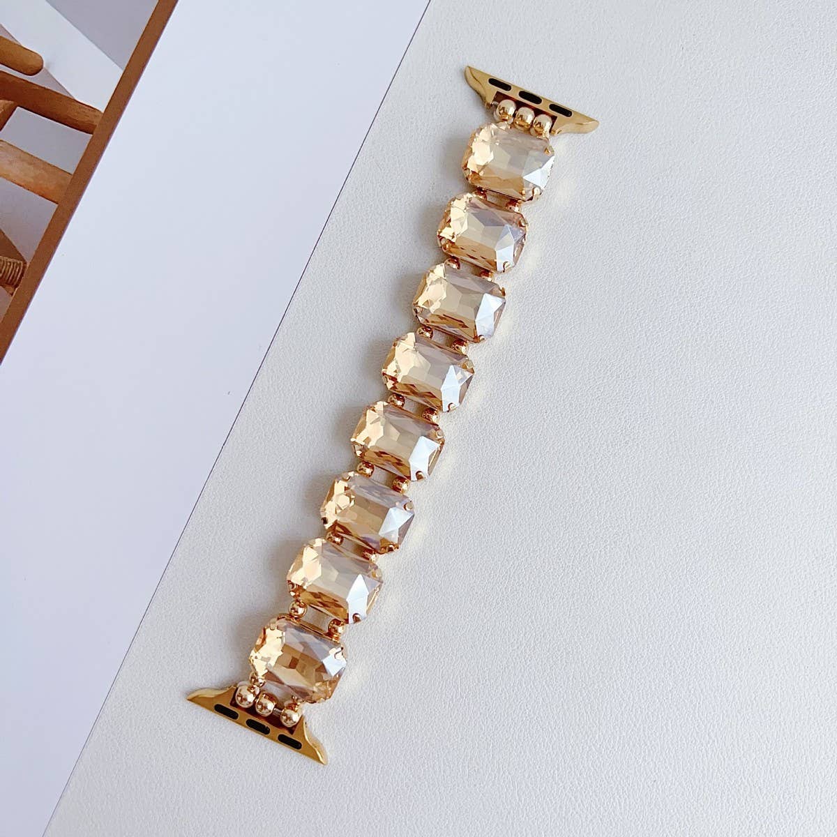 APPLE WATCH 9 RHINESTONE WHITE STONE ELASTIC STRAP_CWASC1561