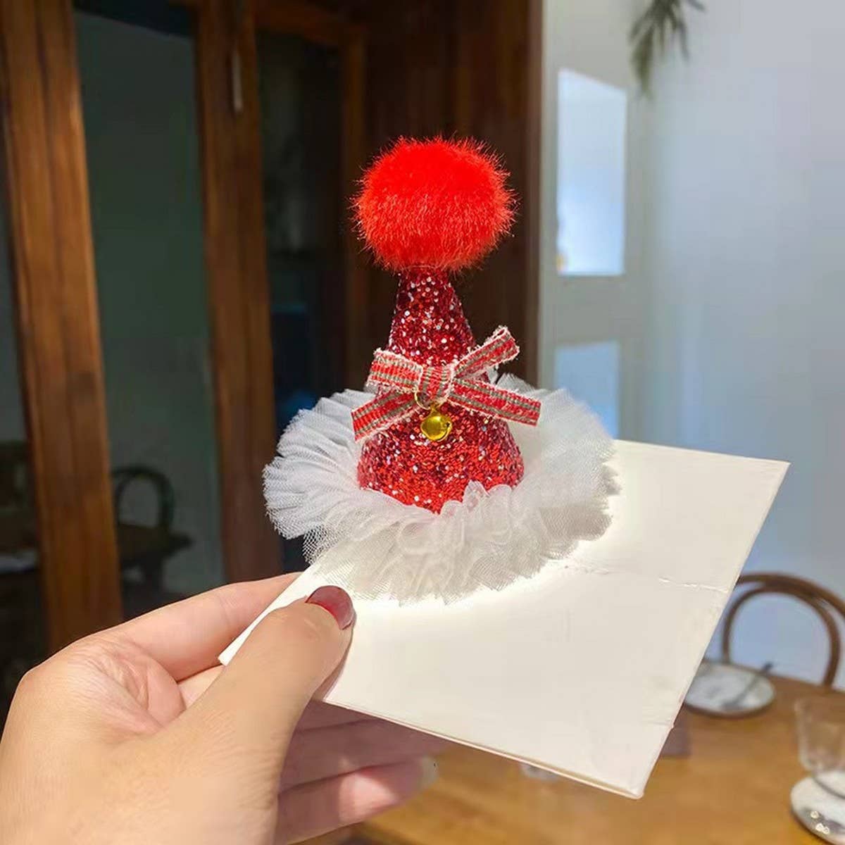 CUTE PLUSH CHRISTMAS PEARL HAT HAIRPIN HEADDRESS