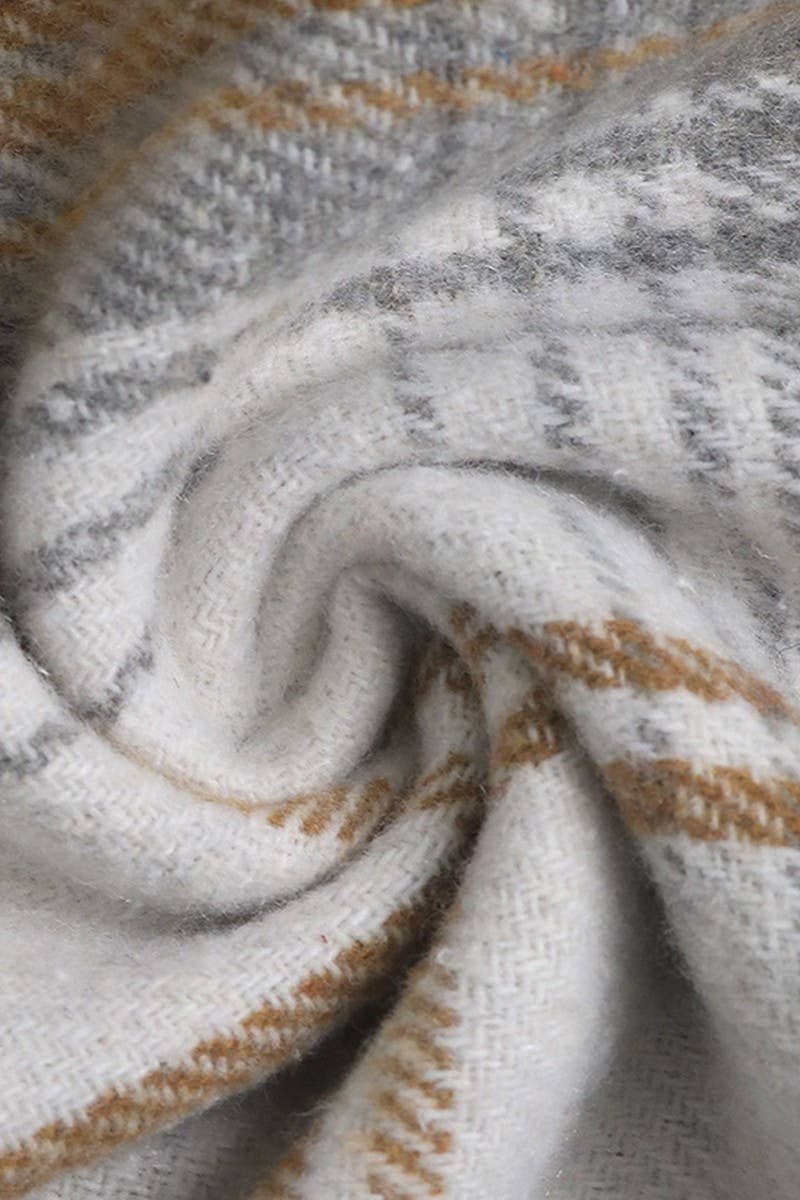 CWTBLL2037_ZIPPER LAPEL PLAID LOOSE SHIRT TOP