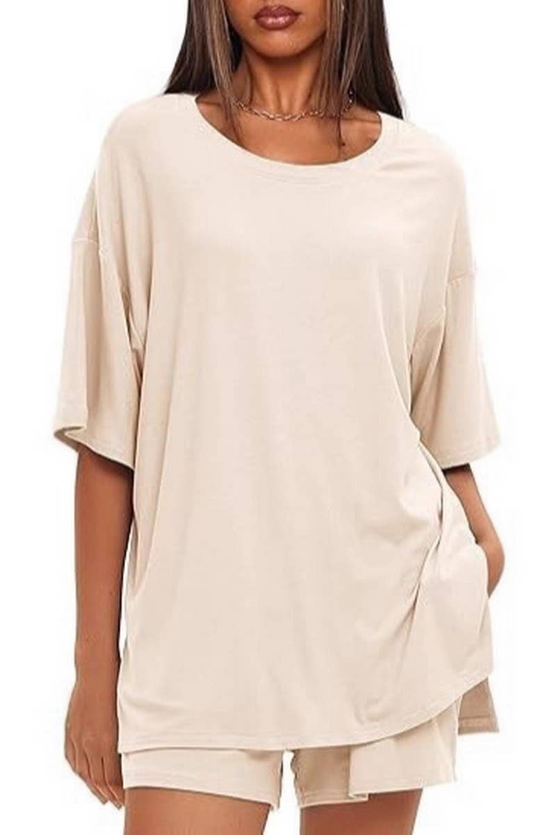 CWSJB00029_2025 SUMMER CASUAL SOLID COLOR SHORTS SET