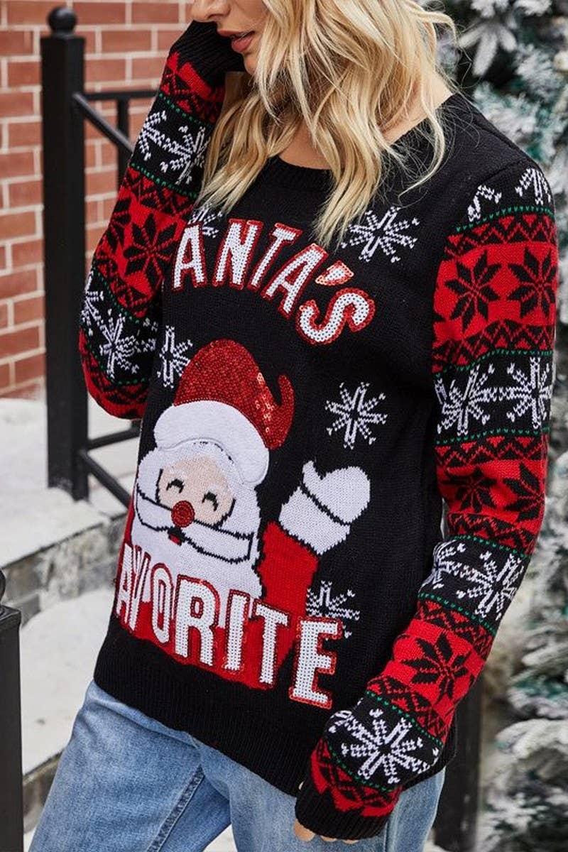 CWOSWL2496_LETTERING EMBROIDERED CHRISTMAS SWEATER