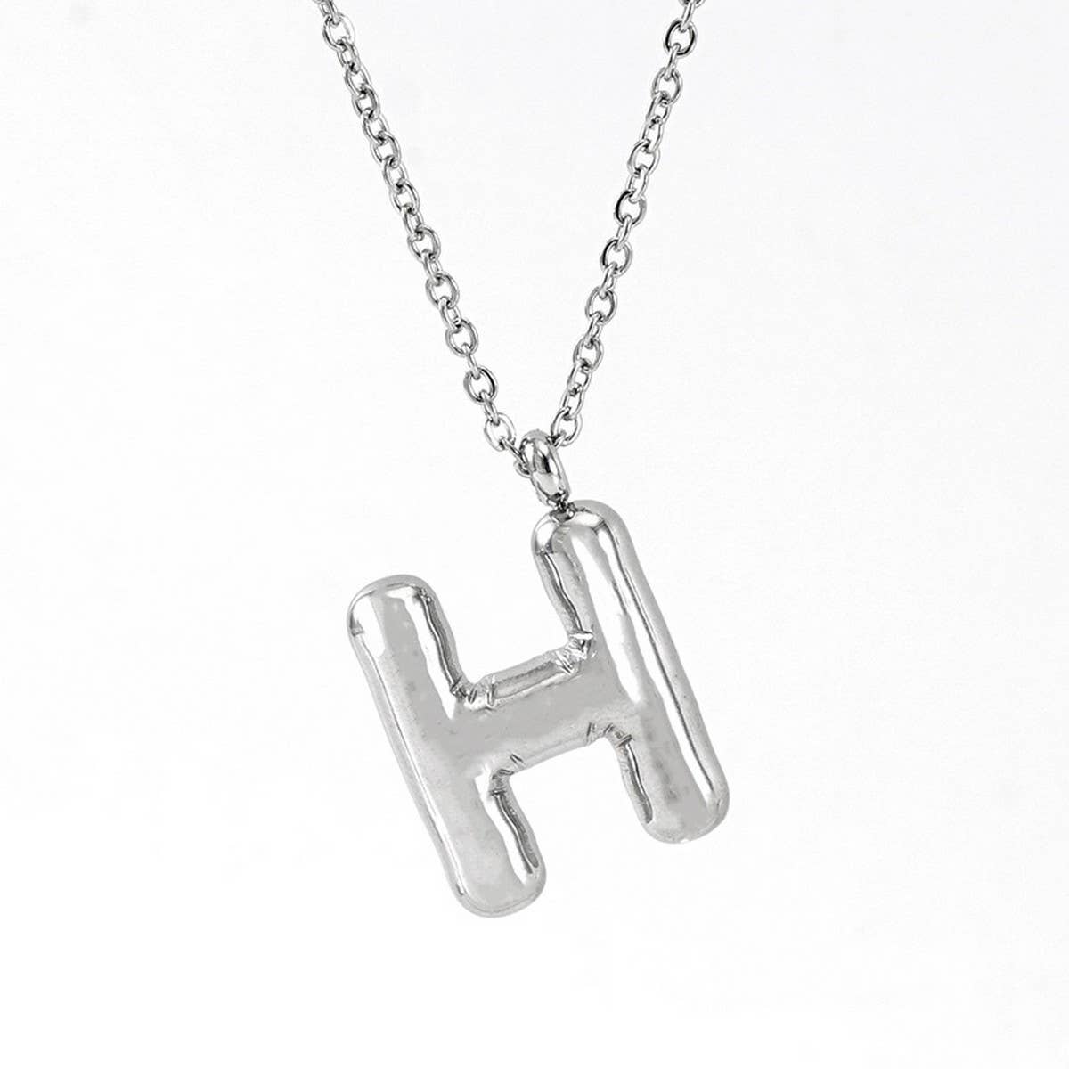 CWAJE1946_Steel Color Bubble Letter Necklace