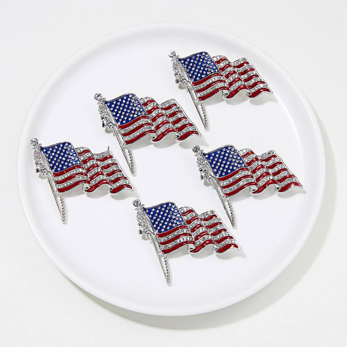 CWAJE2570_AMERICAN FLAG RHINESTONE PAINTING OIL BROOCH