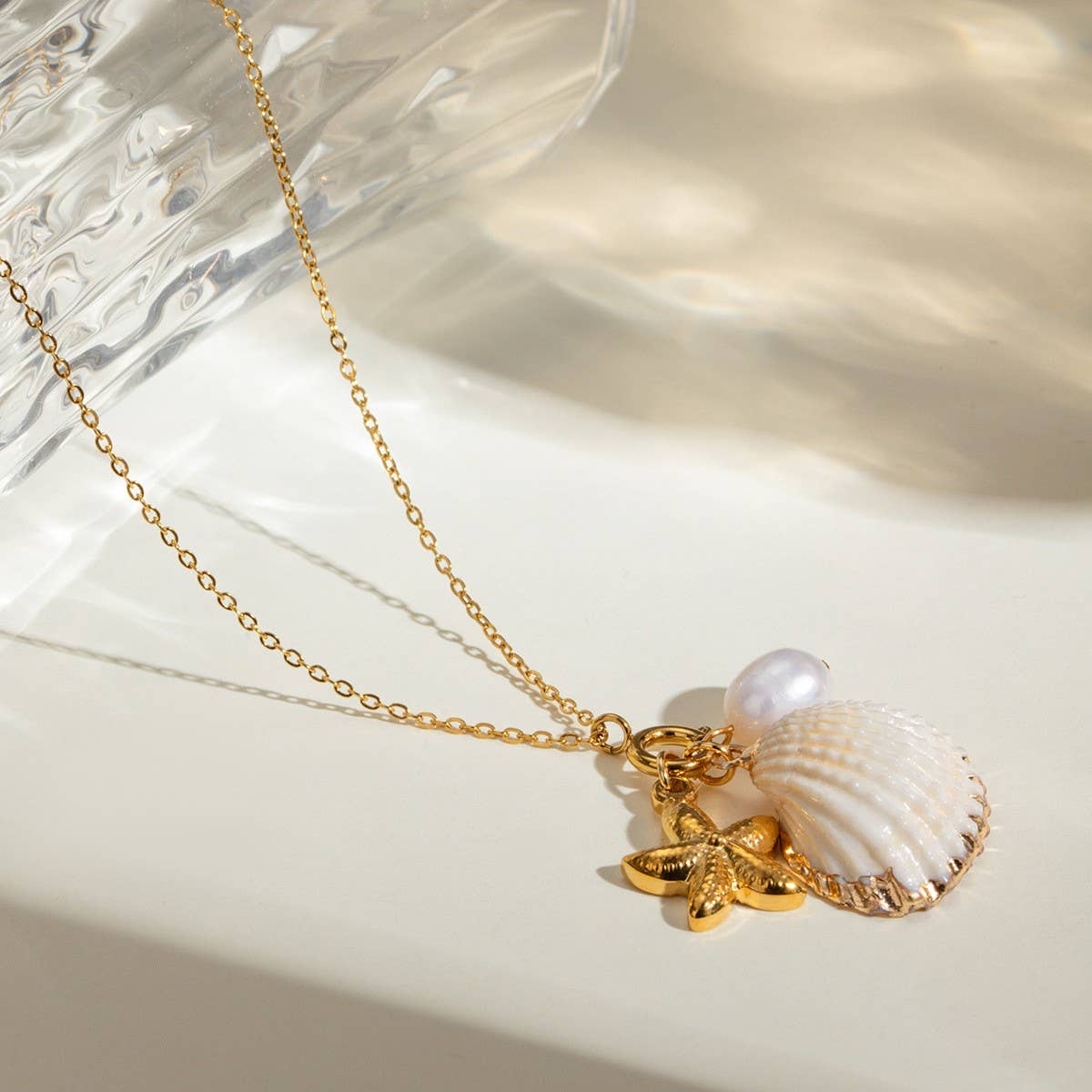 NEW OCEAN SERIES PEARL STARFISH SHELL NECKLACE