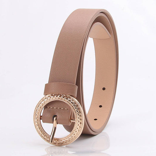 Fashion versatile personalized round-buckle belt