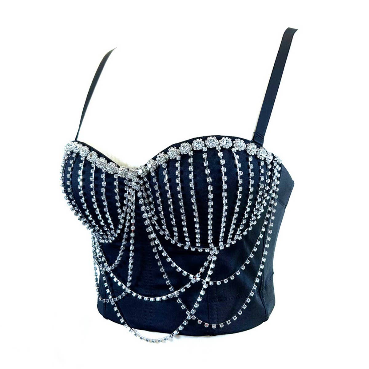 SEXY DESIGN CHEST CHAIN TASSEL HERRINGBONE BRA