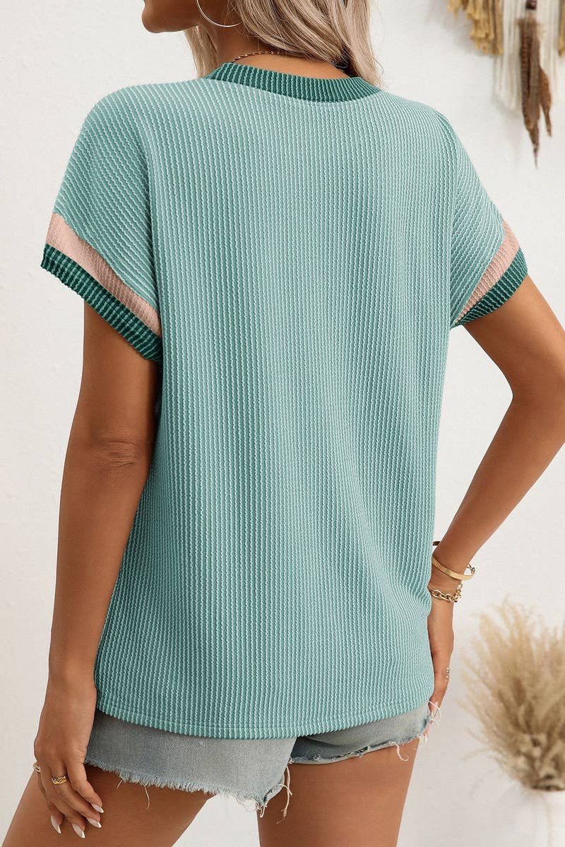 CWTBLS2256_TWISTED SEAM COLORBLOCK CREW NECK TEE