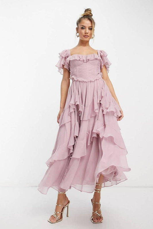 CWDMD5621_LACE BACKLESS RUFFLE TIERED RUCHED MAXI DRESS