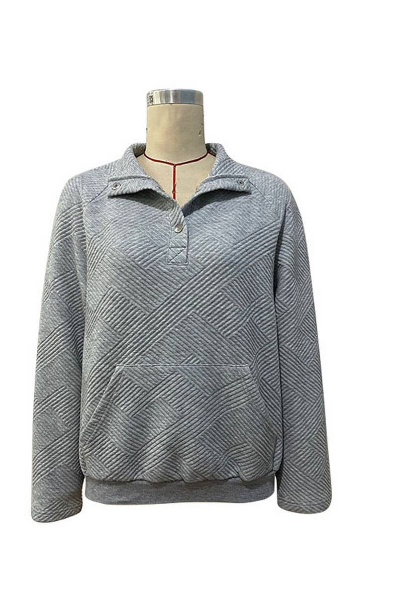 CWTBLL0972_SOLID COLOR LONG SLEEVE STAND COLLAR SWEATSHIRT