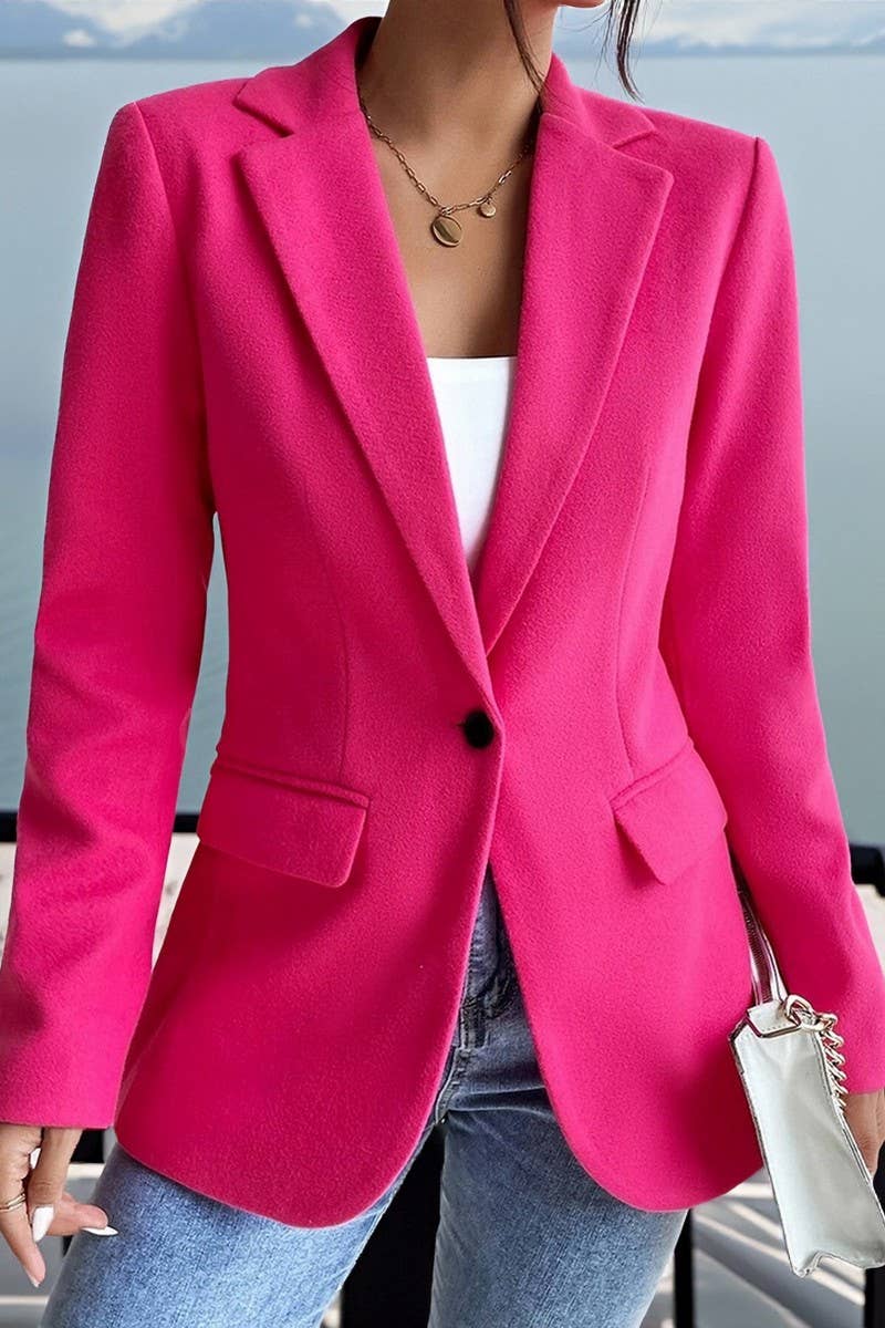 CWOCO00232_SOLID COLOR LAPEL SLIM-FIT TWEED SUIT JACKET