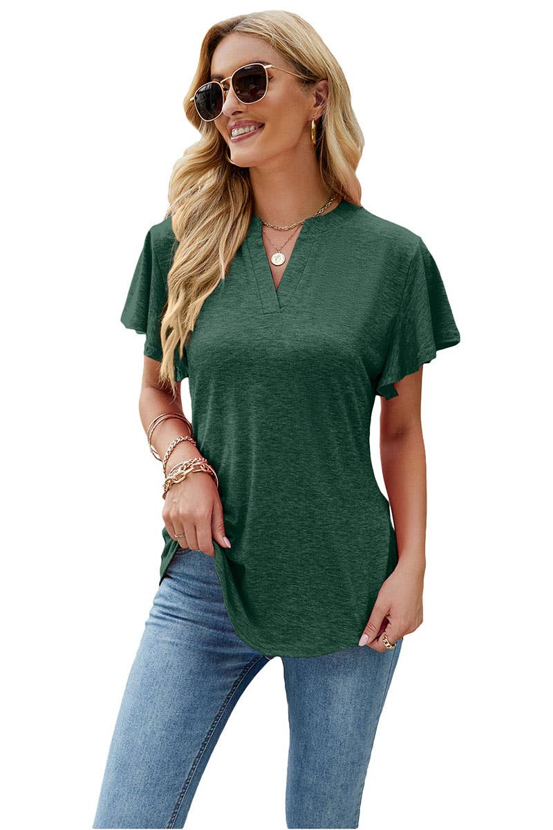 CWTBLS0306_V-Neck Shirt Sleeve Top