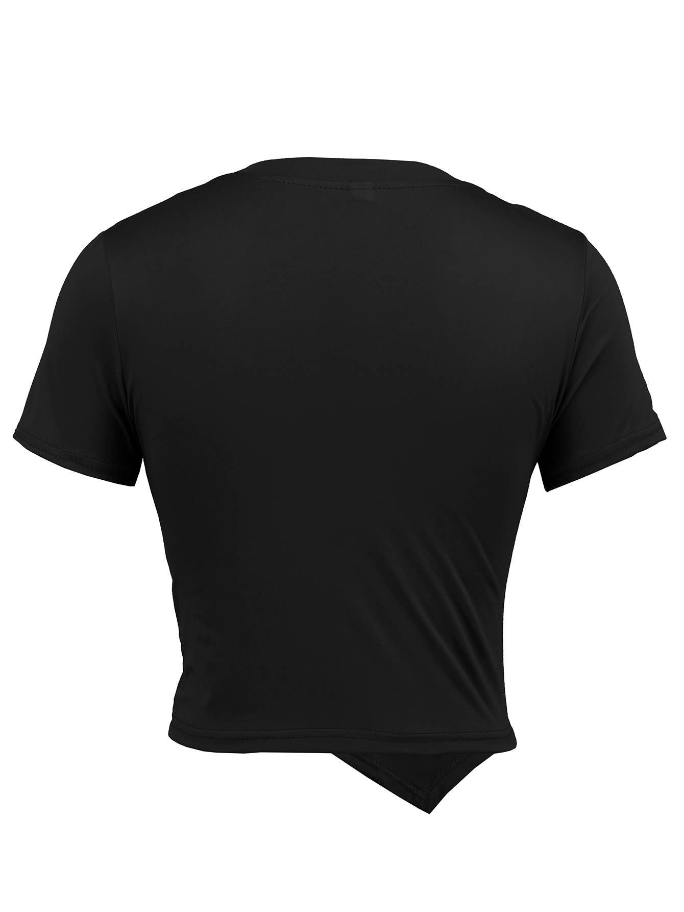 Casual Slim Fit Cropped Knit Solid Color T-Shirt