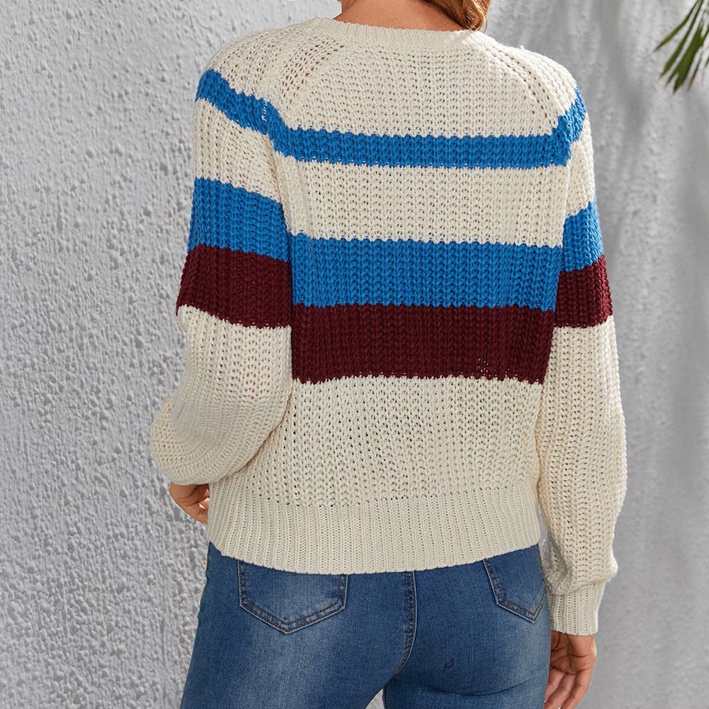 COLOR CONTRAST PATCHWORK TURTLENECK SWEATER