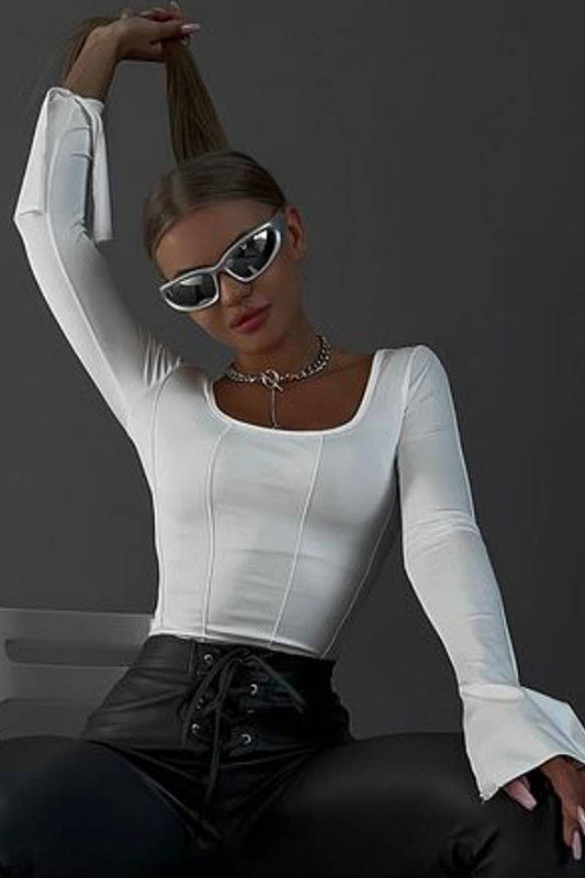 CWTBLL3436_SQUARE NECK PULLOVER SLIM LONG SLEEVE KNIT TOP