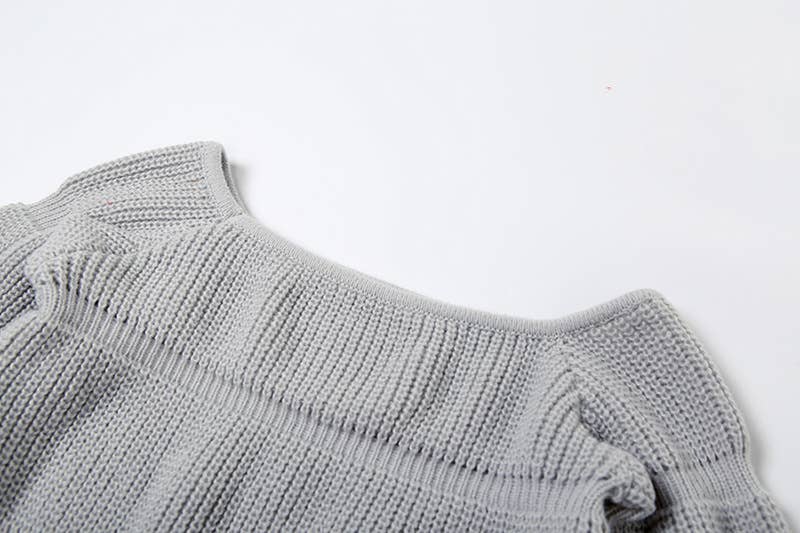 DESIGN SENSE LANTERN SLEEVE SHORT CROP SWEATER