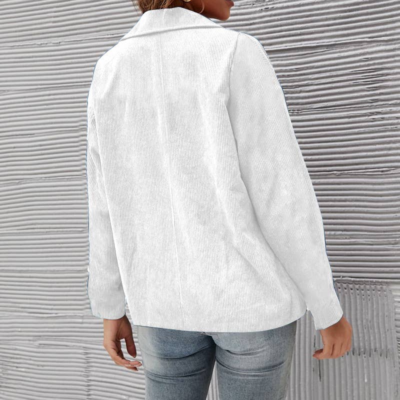 CORDUROY JACKET SOLID COLOR SUIT BUTTON COAT