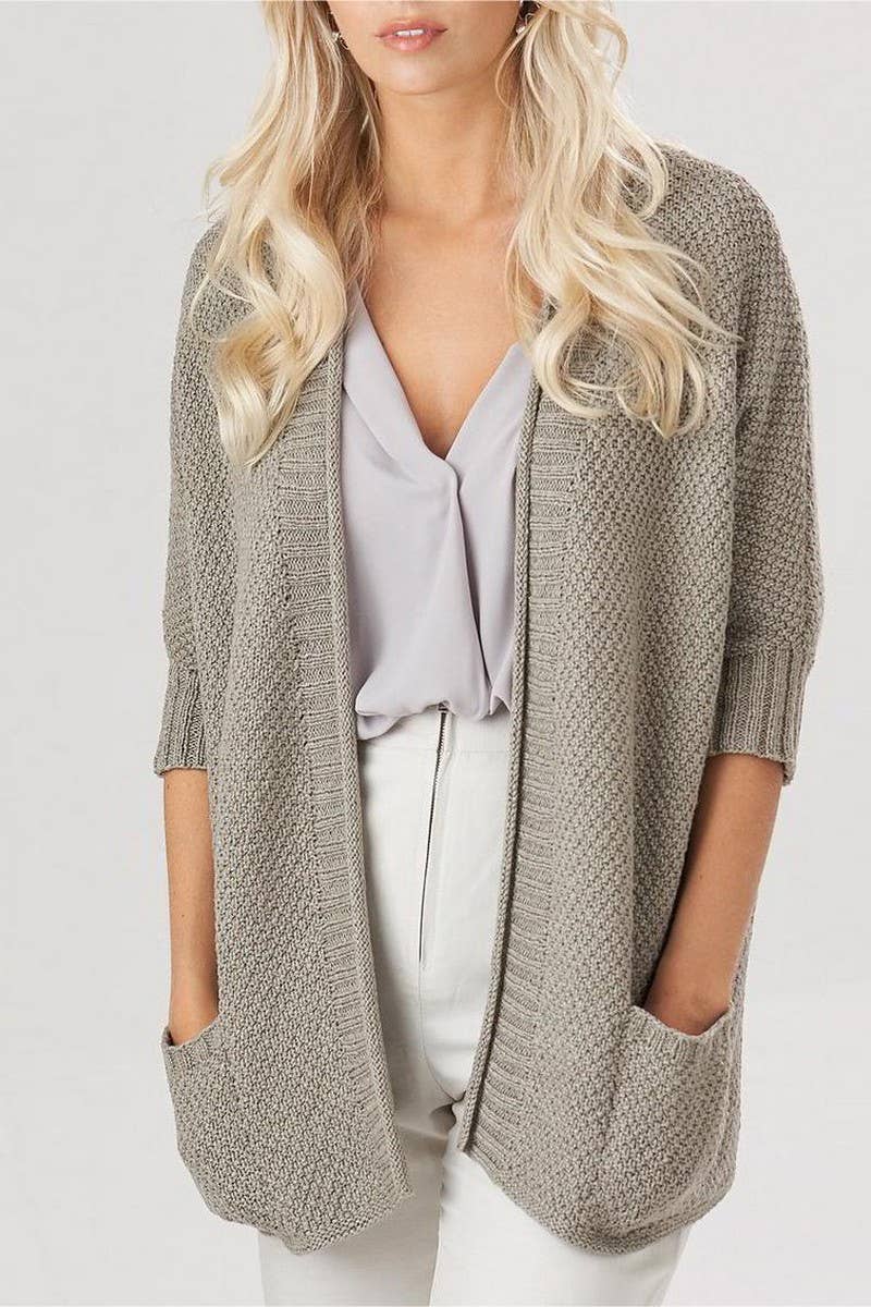 CWOCAL1634_SOLID COLOR LOOSE POCKET KNITTED CARDIGAN