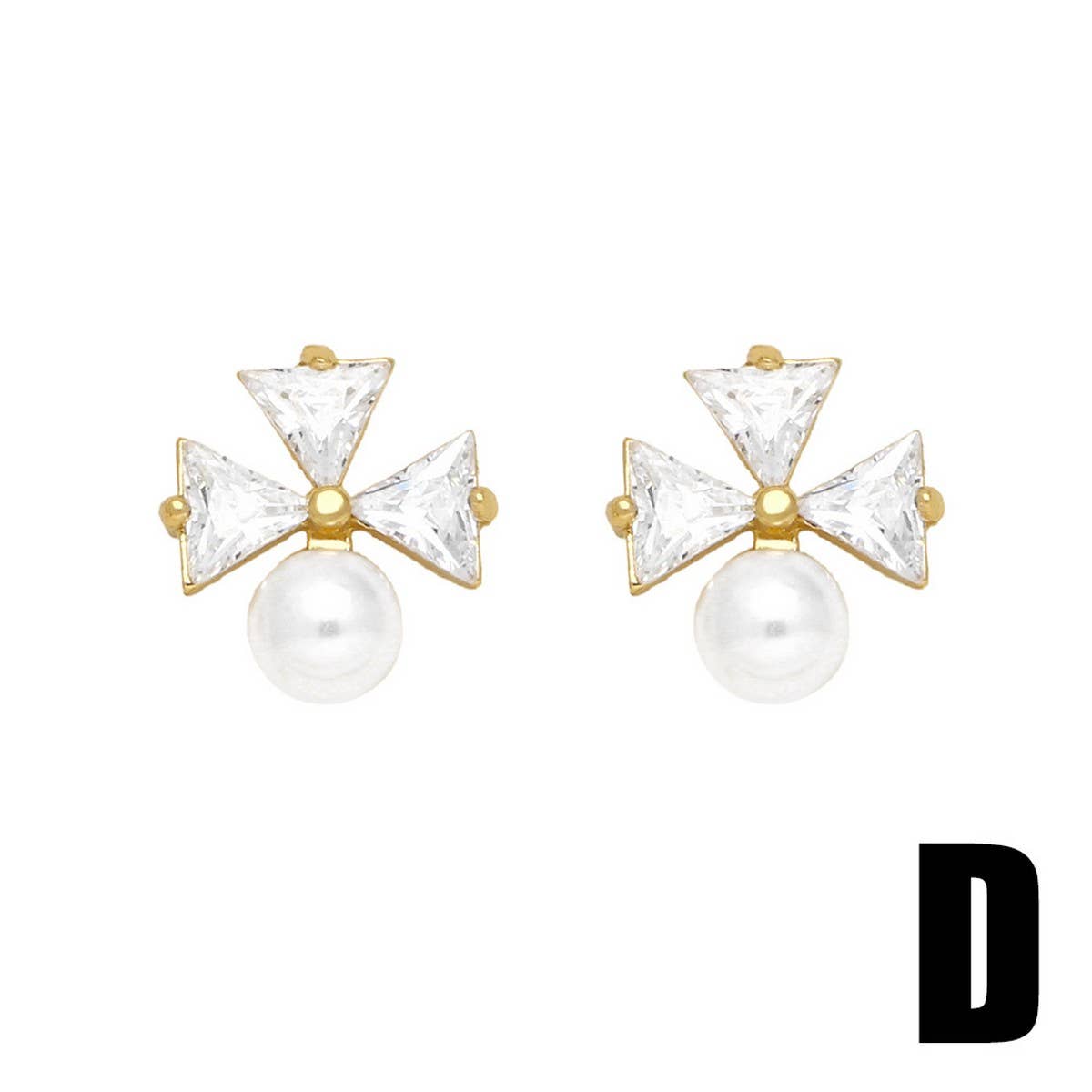 COPPER PLATED 18K GOLD FLOWER PEARL EARRINGS