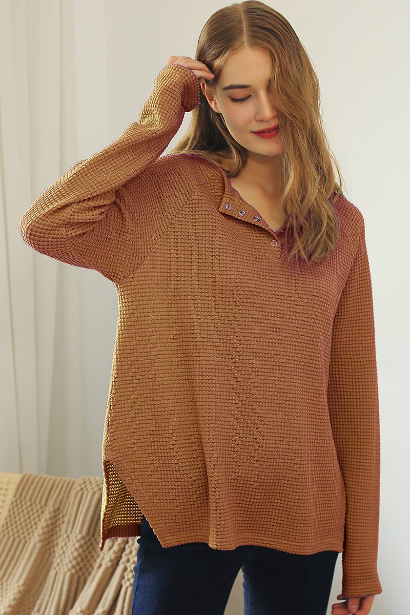 CWTTL1442_Round Neck Long Sleeved Top