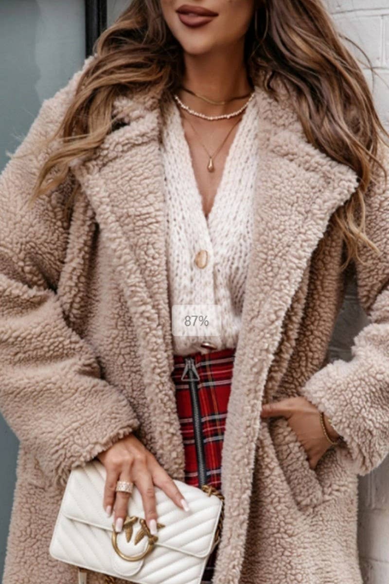 CWOCO00203_FAUX FUR LONG SLEEVE MID-LENGTH COAT