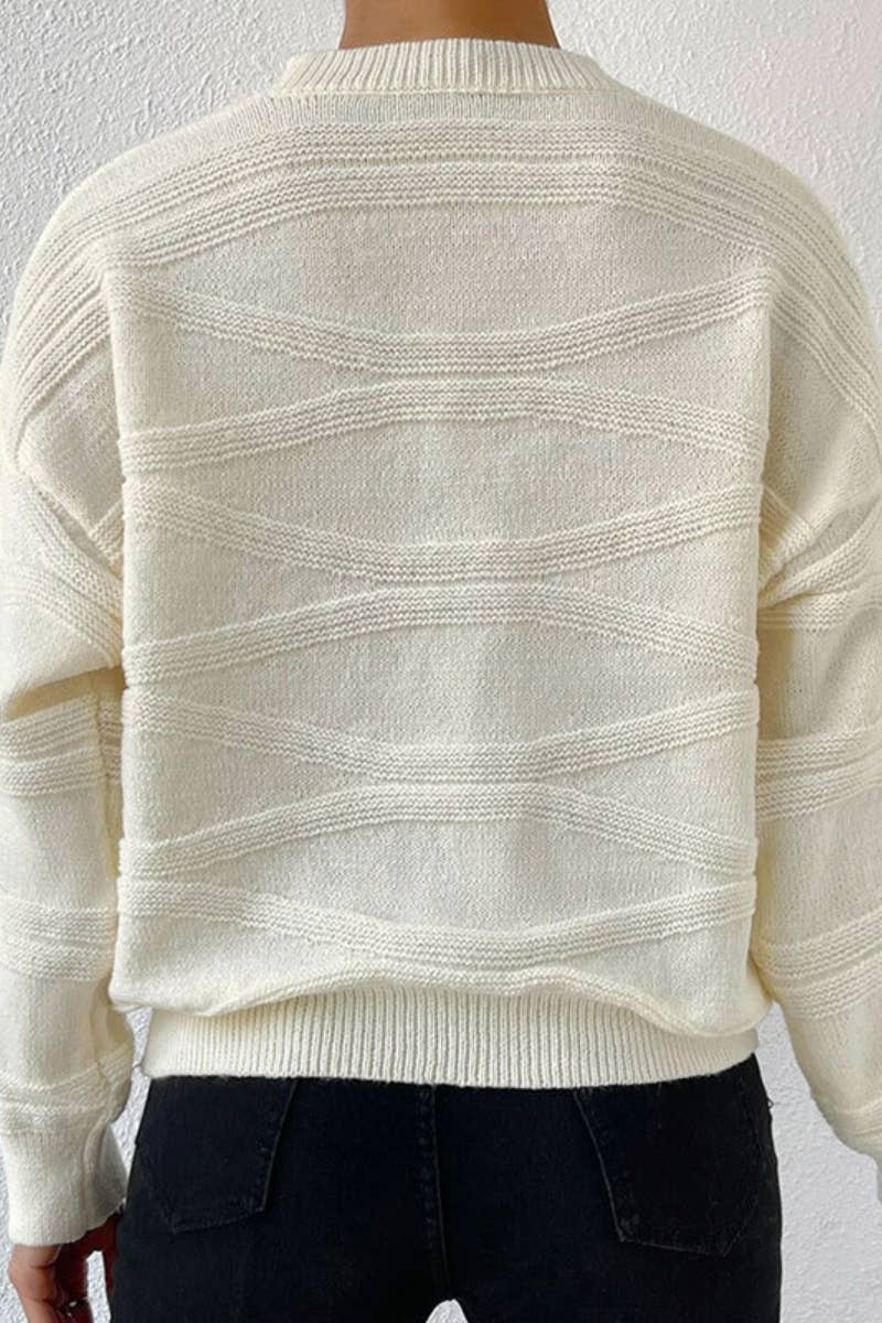 CWOSWL5131_CREW-NECK LONG SWEATER WITH CORRUGATED CREW-NECK