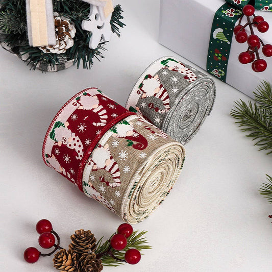 CWMM10199_SANTA CHRISTMAS RIBBON TREE BOW ORNAMENTS