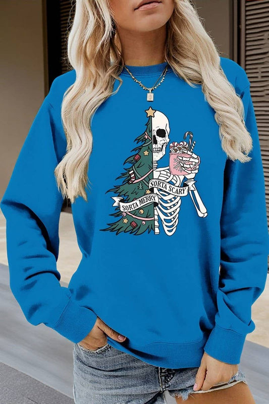 CWTBLL01328_PRINTED LOOSE PULLOVER CHRISTMAS SWEATSHIRT