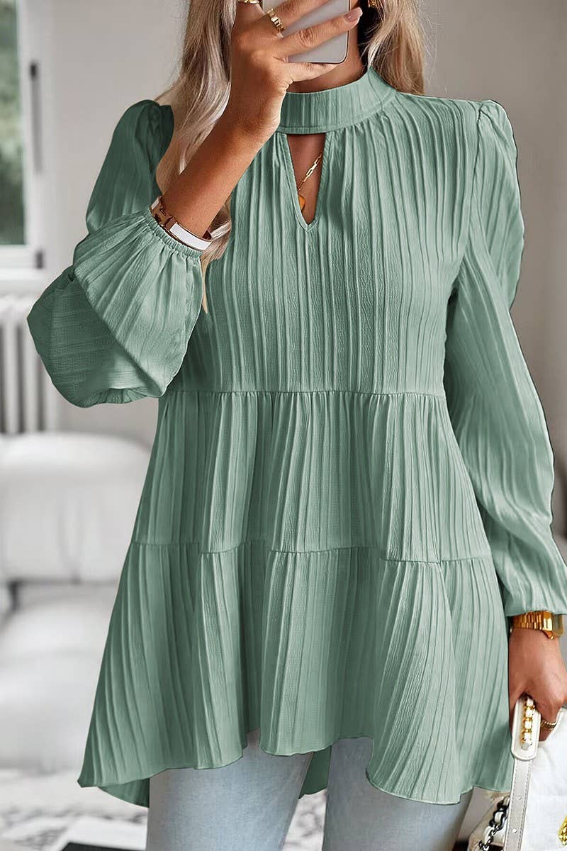 CWTBLL2768_HALF TURTLENECK WAVY LONG SLEEVE TOP