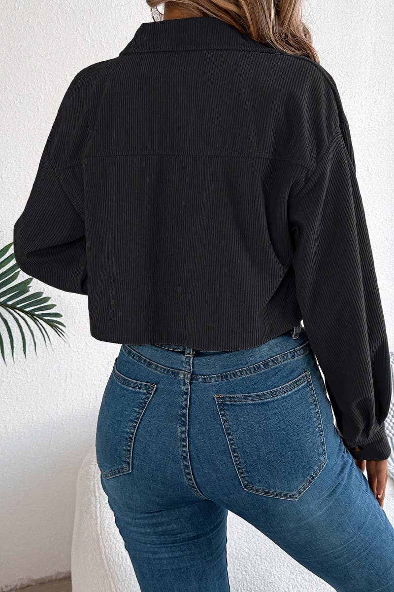 CWOCO1213_CASUAL CORDUROY POCKET CROPPED JACKET