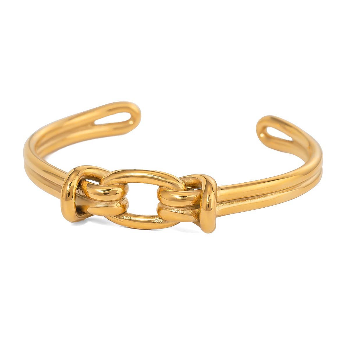 Vintage 18K Gold Double Knot Cross Rope Cuff