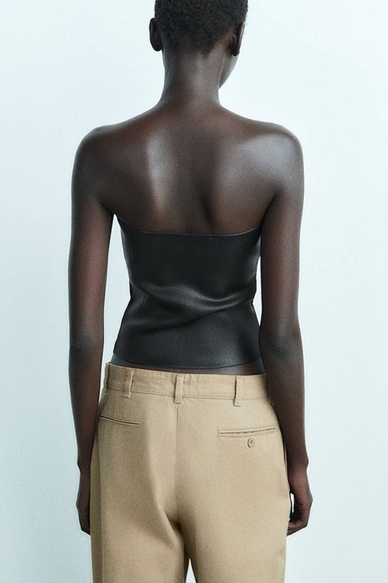 CWTTT00012_CORSET STYLE STRAPLESS BUSTIER CROP TOP