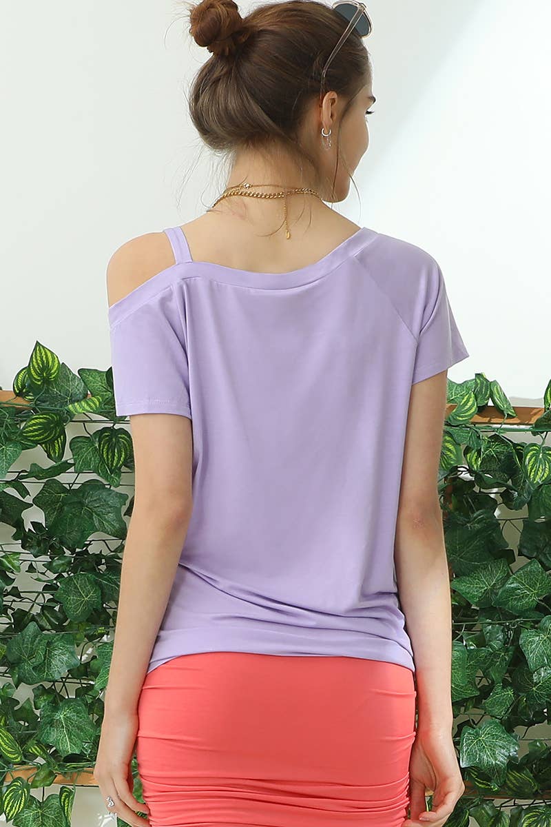 CWTTS699_BOAT NECK MODAL SHORT SLEEVE T SHIRT TOP