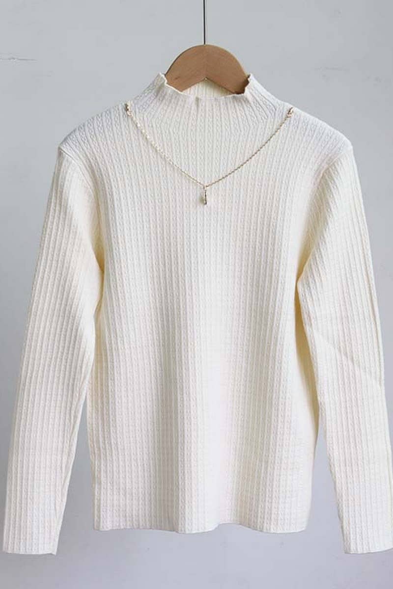 CWTBLL2700_SOLID COLOR HALF TURTLENECK KNITTED BOTTOMING TOP