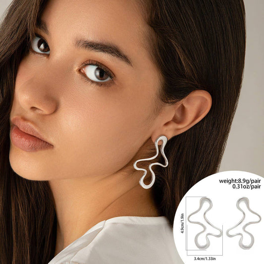 WRINKLED EXAGGERATED IRREGULAR TEARDROP EARRINGS_CWAJE1813