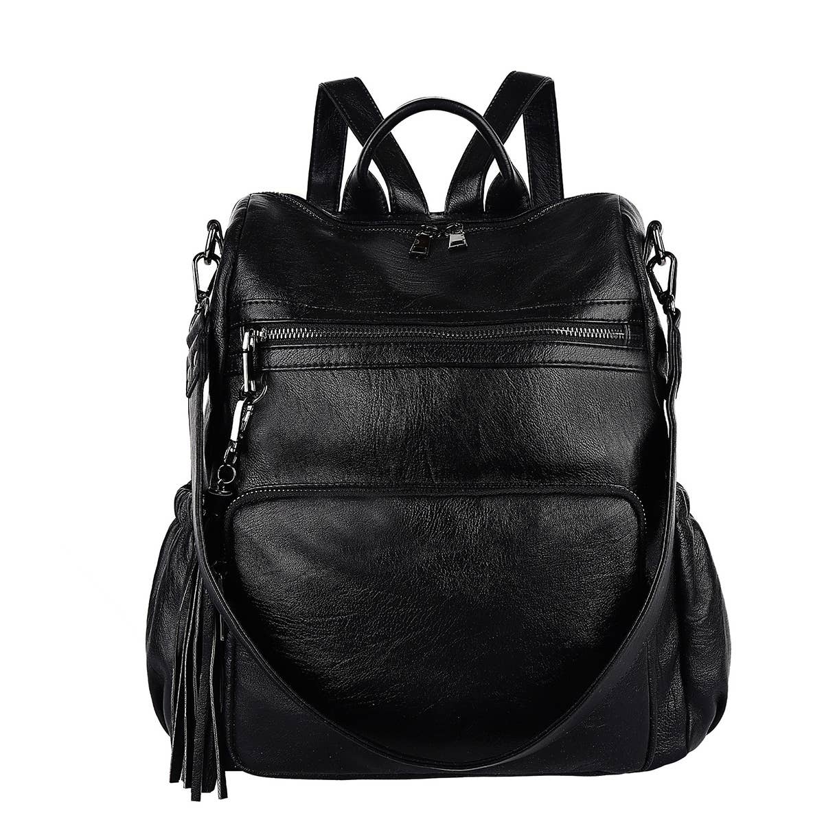 TASSEL DETAIL PU LEATHER BACKPACK SHOULDER BAG_CWAB0778