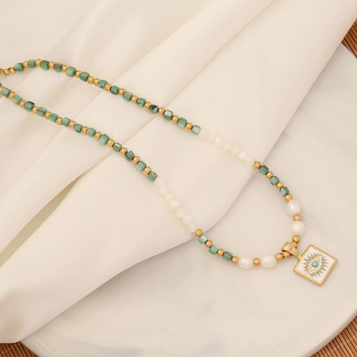 FASHION SUNFLOWER NATURAL STONE NECKLACE_CWAJE0634