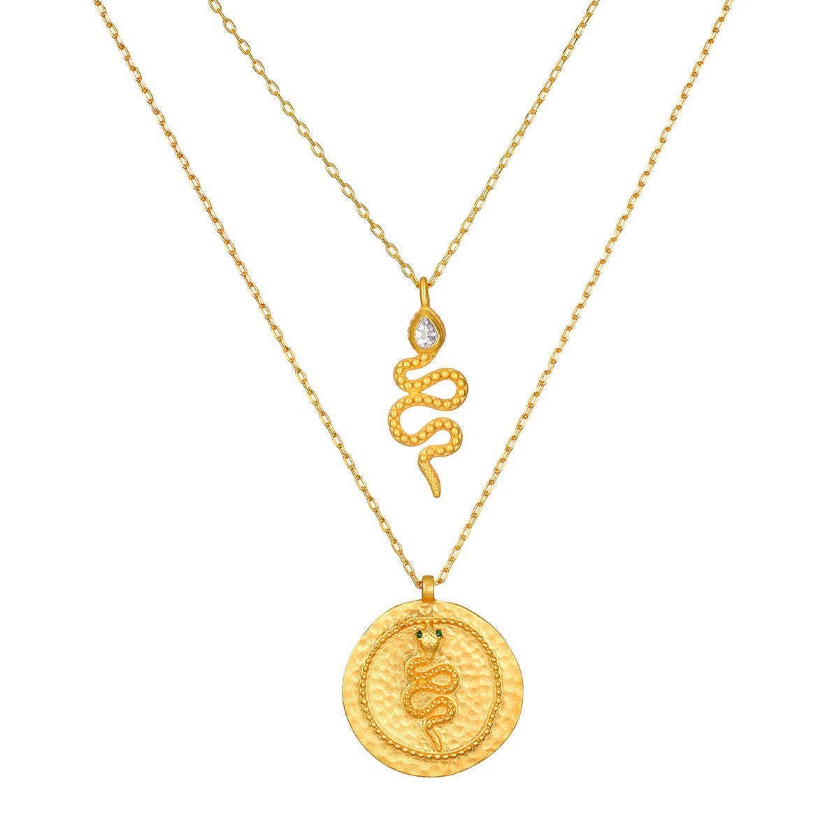 Sun and Moon Double Layered Evil Eye Necklace