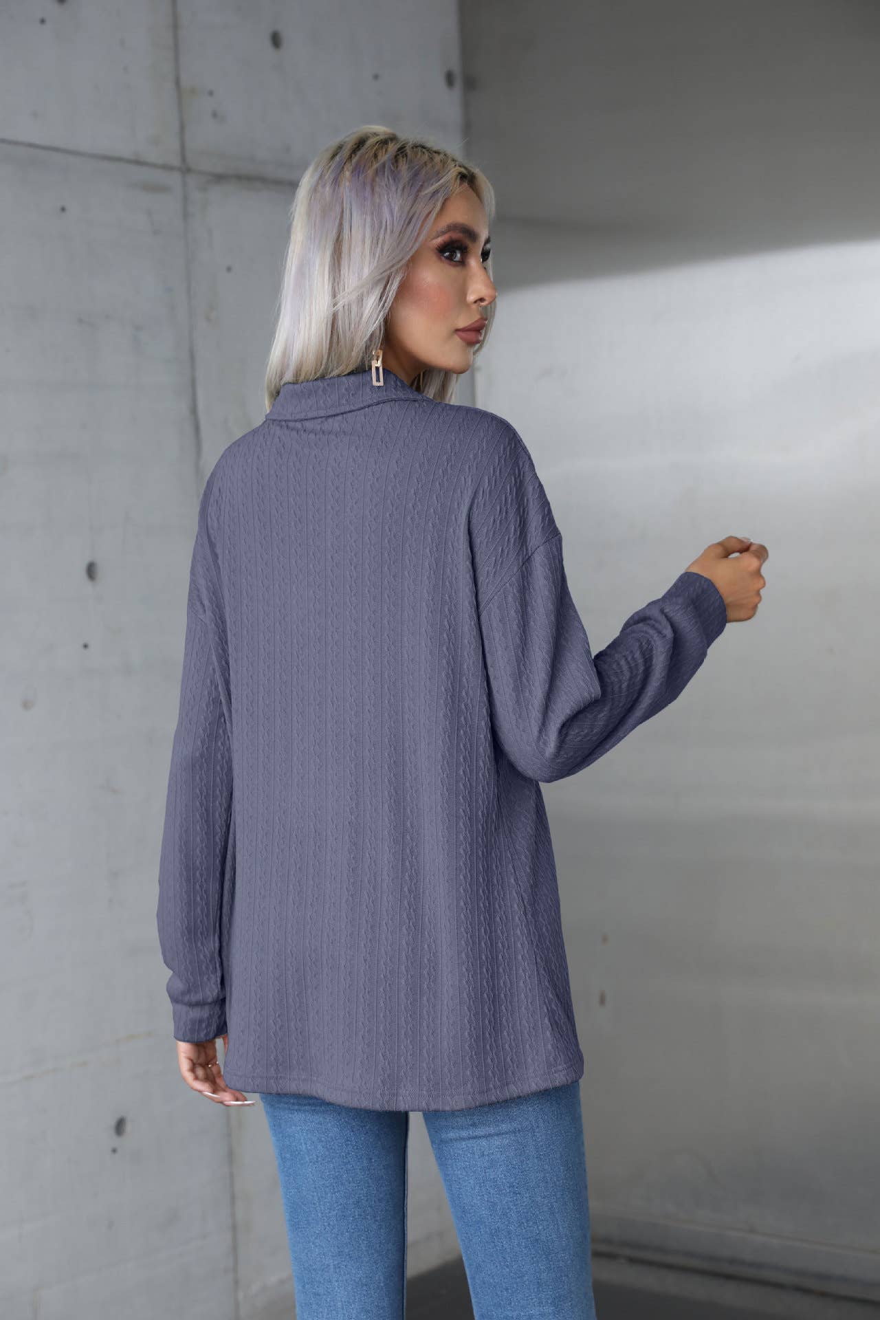 CASUAL SOLID COLOR CARDIGAN LOOSE POLO SHIRT