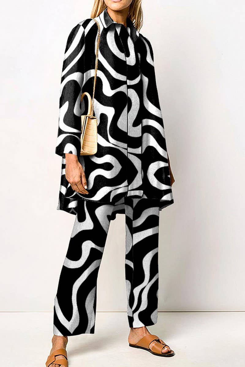 CWSS1270_SPRING AND AUTUMN LONG SLEEVE LADIES SHIRT SET