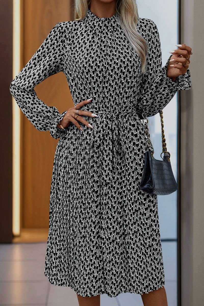 CWDMD4864_NEW GEOMETRIC PRINT DRESS FOR SPRING AND AUTUMN