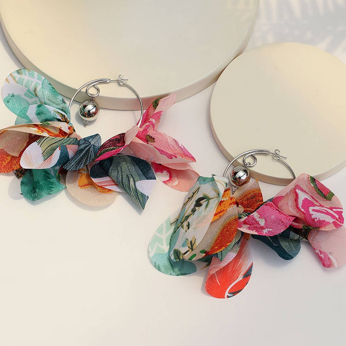 Handmade Fabric Print Hoop Earrings Bold & Unique