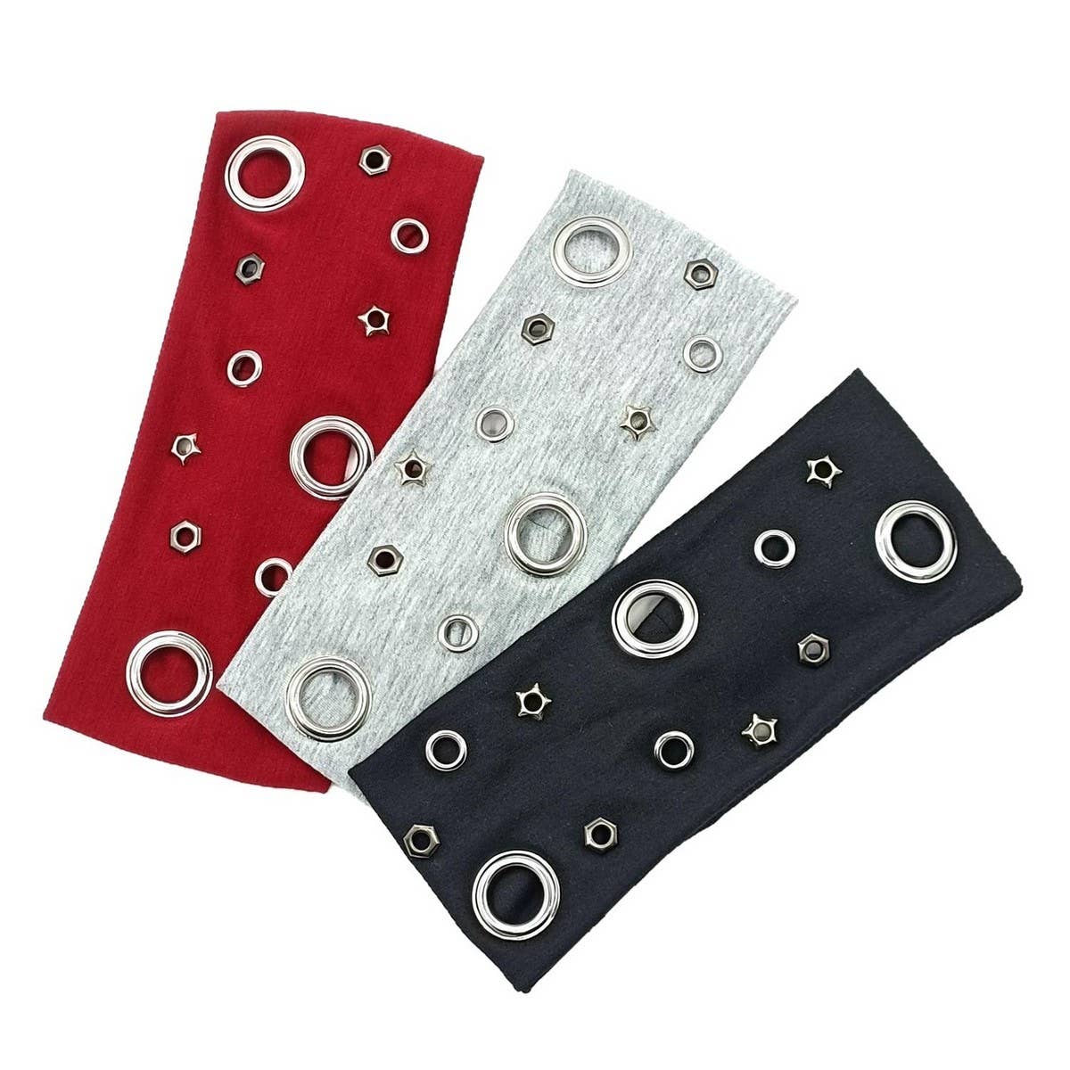 Elastic Punk Headband with Mixed Metal Studs