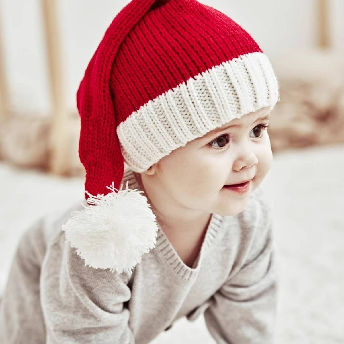 CWAH04561_CHRISTMAS KNIT HAT RED WINTER WARM BEANIE